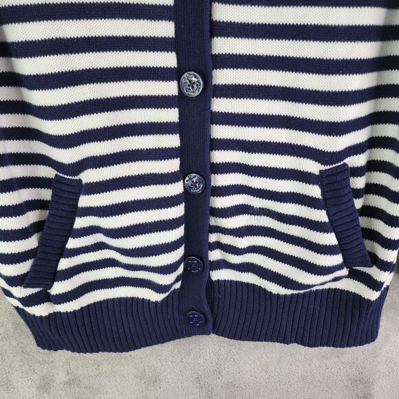 Womens Talbots Navy & White Striped Cardigan Sweater Button Down Long Sleeve XL - Picture 3 of 10